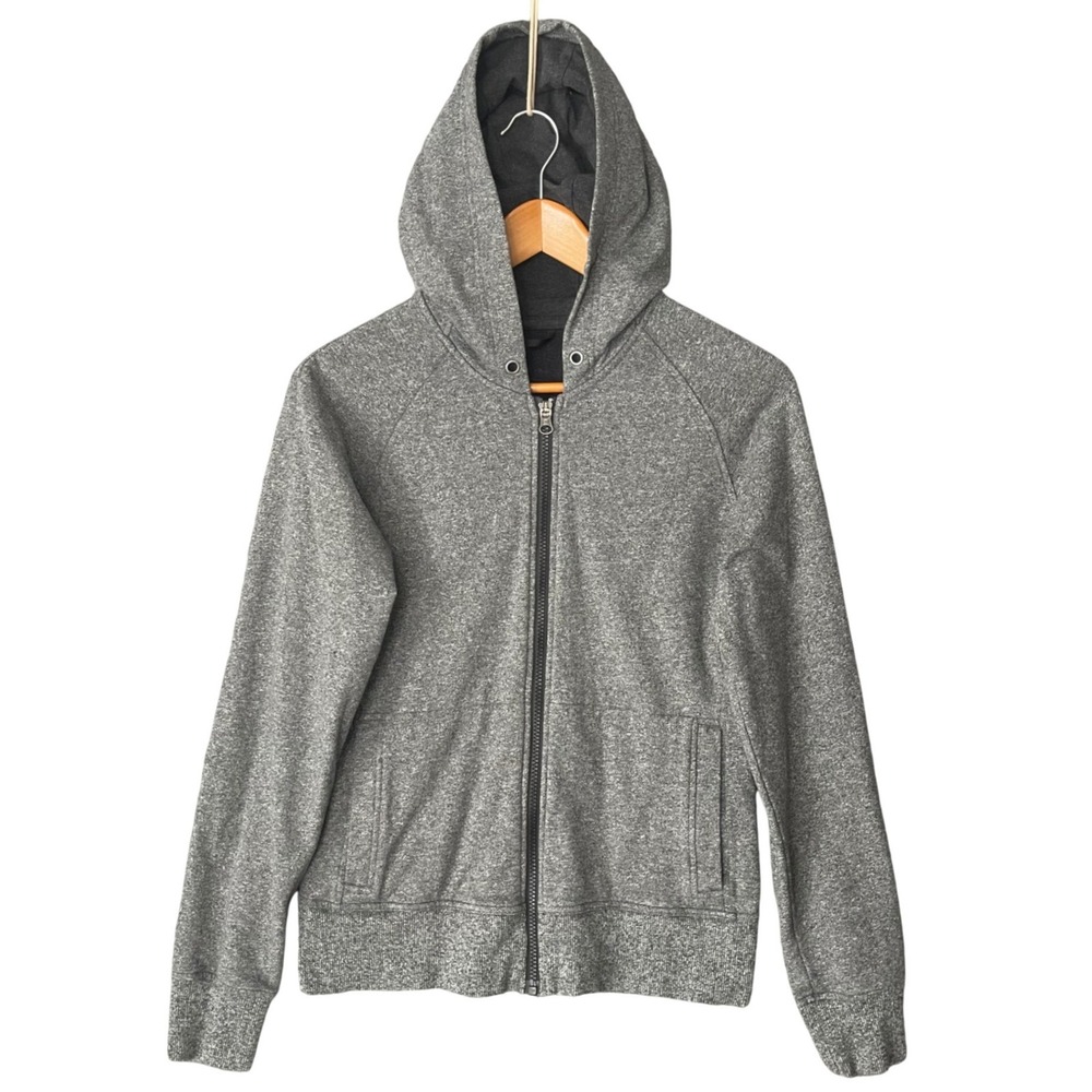 Lululemon‎ Full Zip Hoodie Heathered Grey Women Size 4 Thumbholes Performance